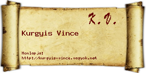 Kurgyis Vince névjegykártya